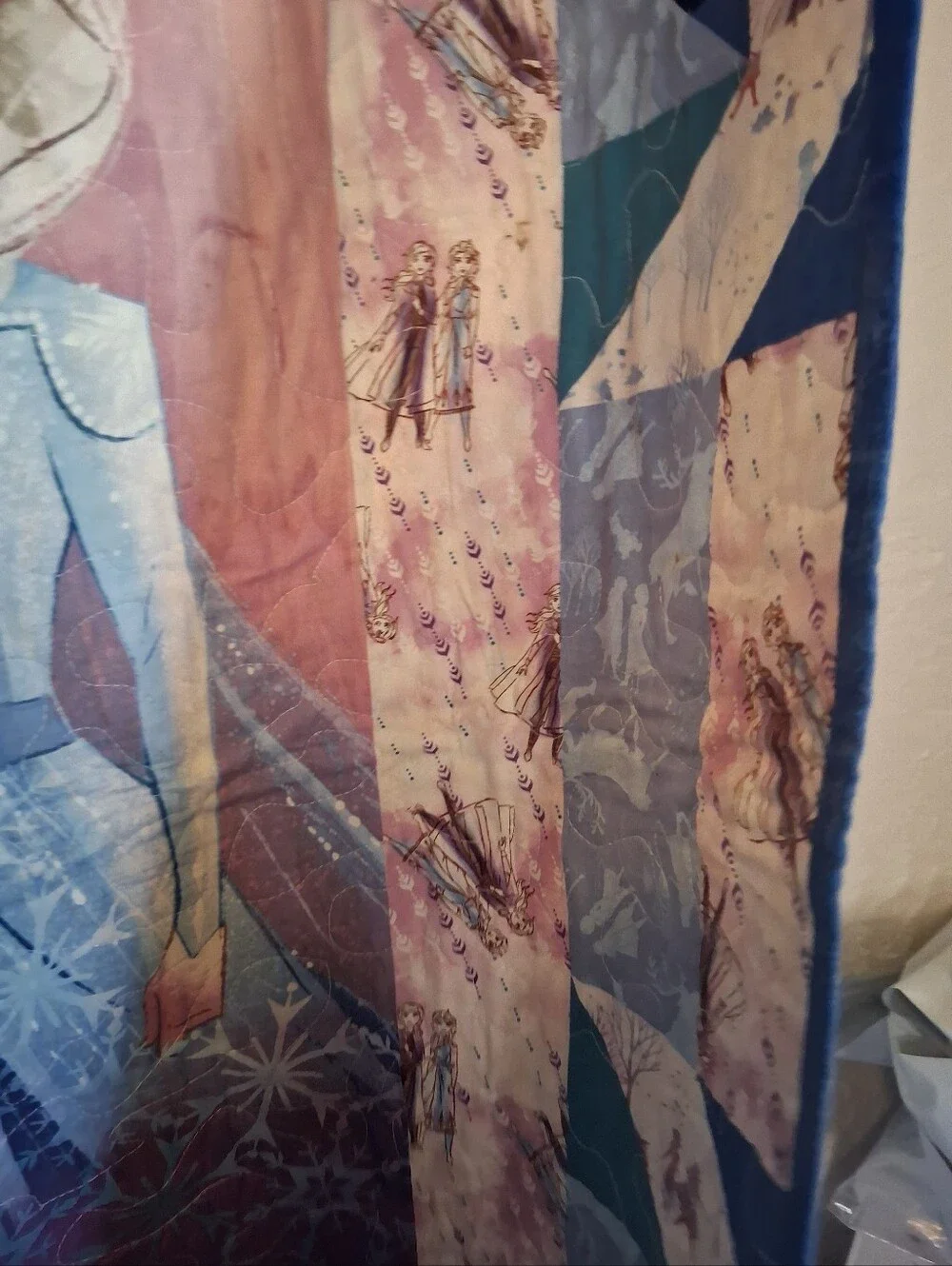 Purple and Teal Handmade Frozen Lap Quilt Or Child Quilt - Flaw